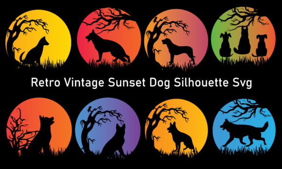 Vintage Sunset Dog Logo